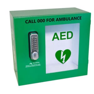 CARDIACT Alarmed Outdoor AED Cabinet with Heavy Duty Code Lock
