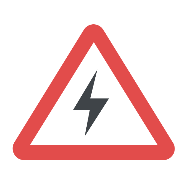 A warning sign with an electricity symbol