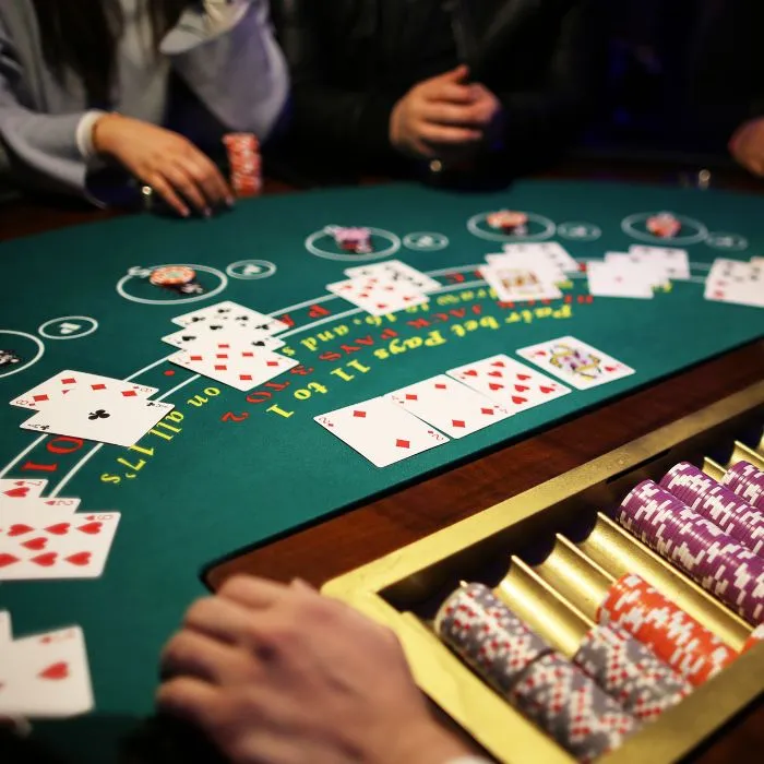 a game of blackjack is being played