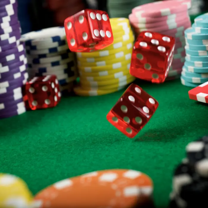 dice roll at a casino table