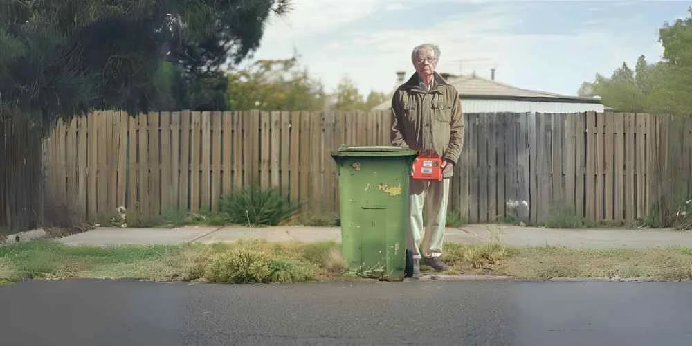 a man goes to dispose of an aed in a bin