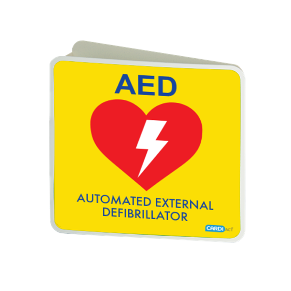 Yellow Poly AED Angle Bracket Sign